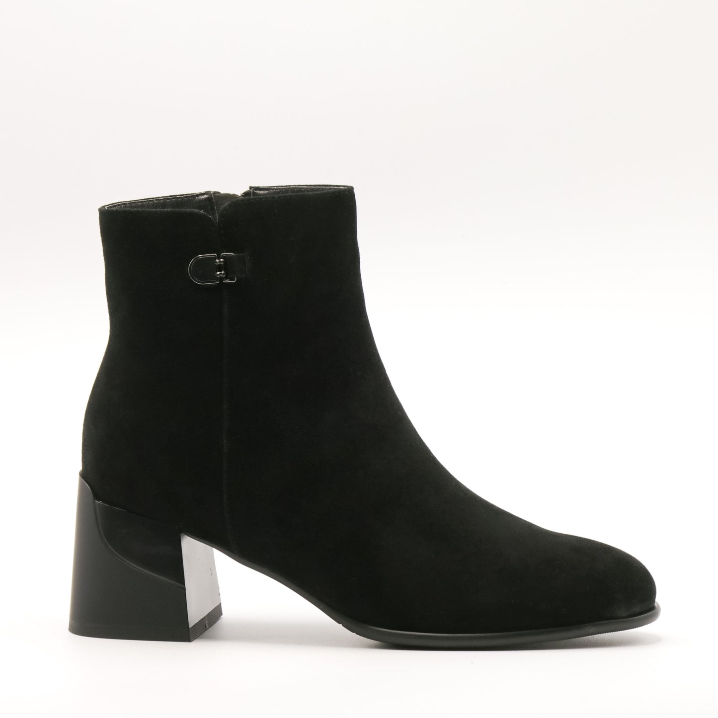 Botine dama cu toc din piele întoarsă LORA