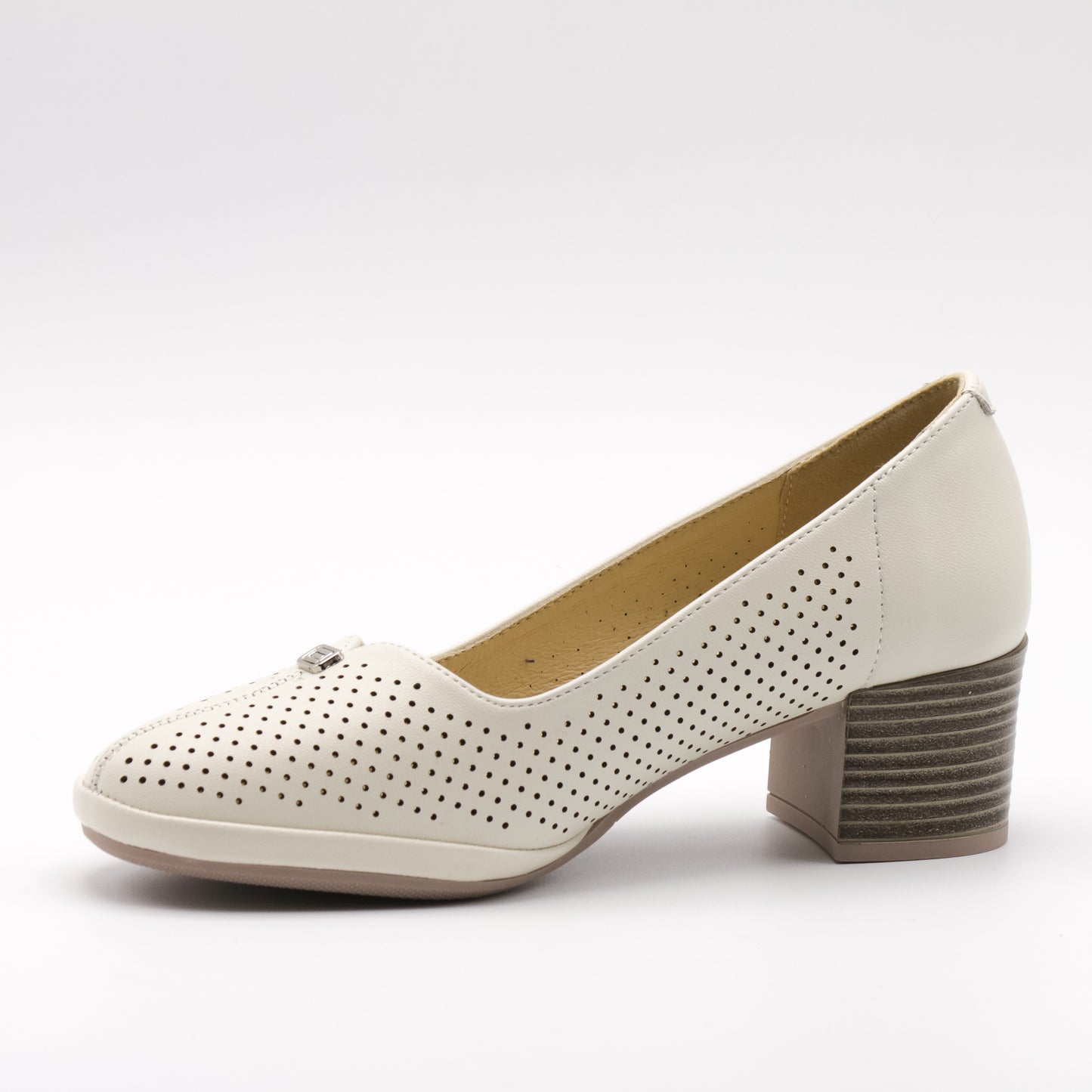 Pantofi cu toc damă din piele naturală/perforată 6583