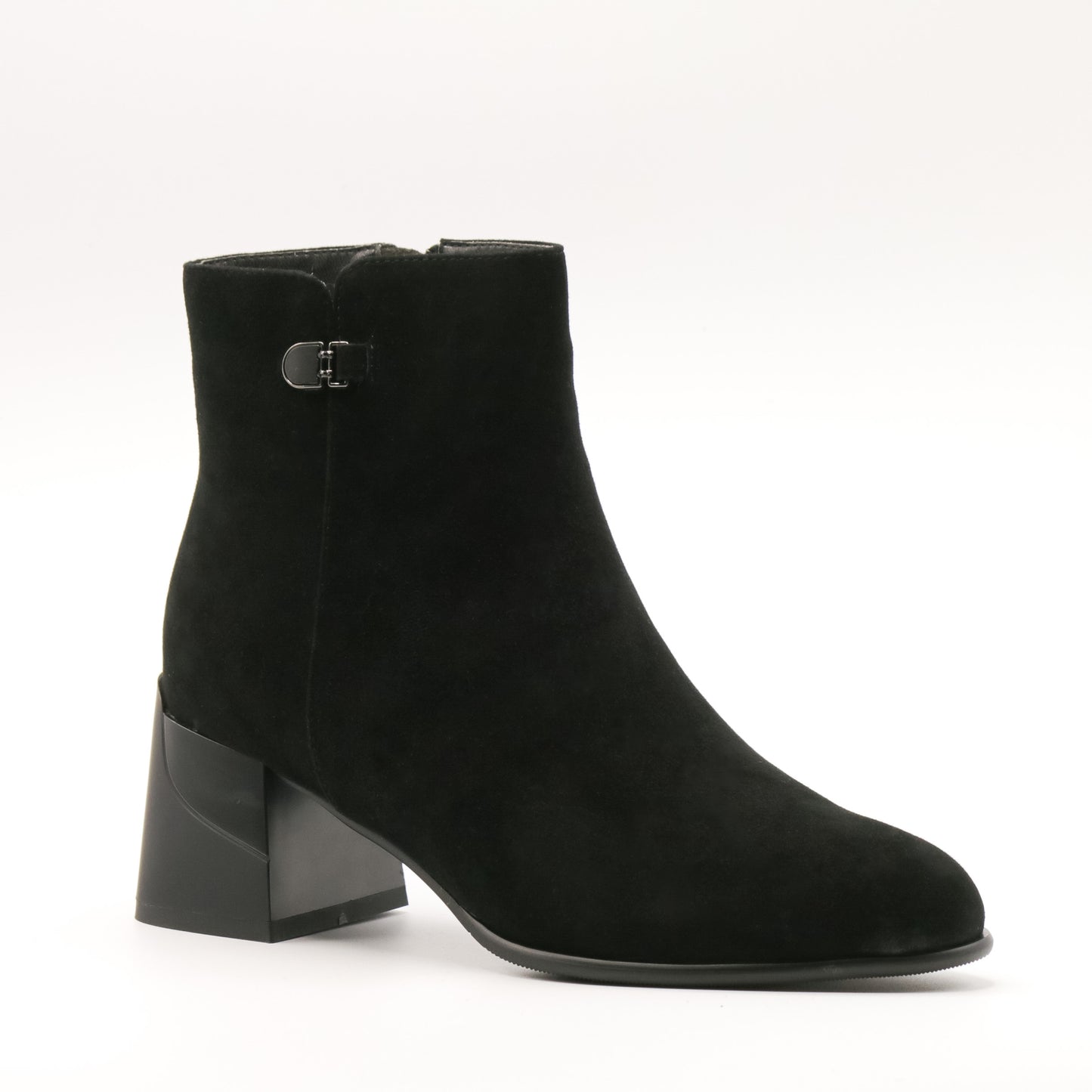 Botine dama cu toc din piele întoarsă LORA