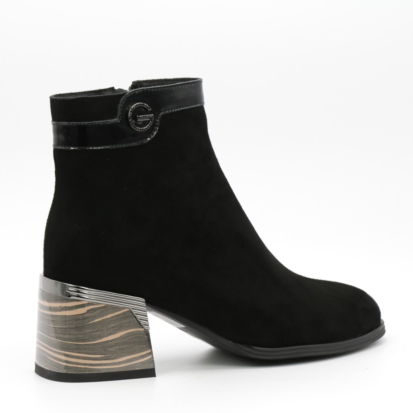 Botine dama cu toc din piele întoarsă F506