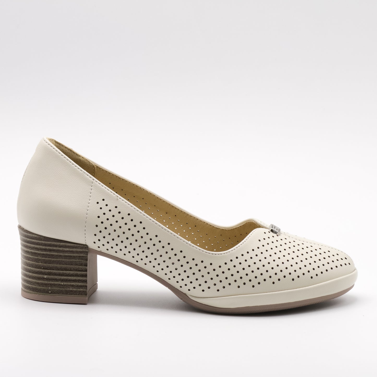 Pantofi cu toc damă din piele naturală/perforată 6583