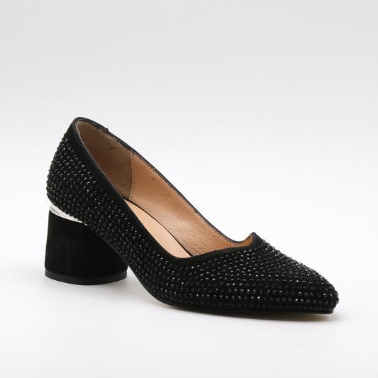 Pantofi cu toc damă din piele întoarsă 1360