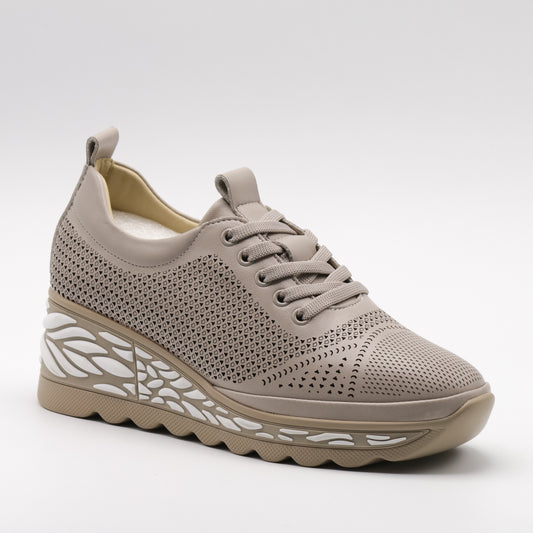 Pantofi casual damă din piele naturală perforată 5601