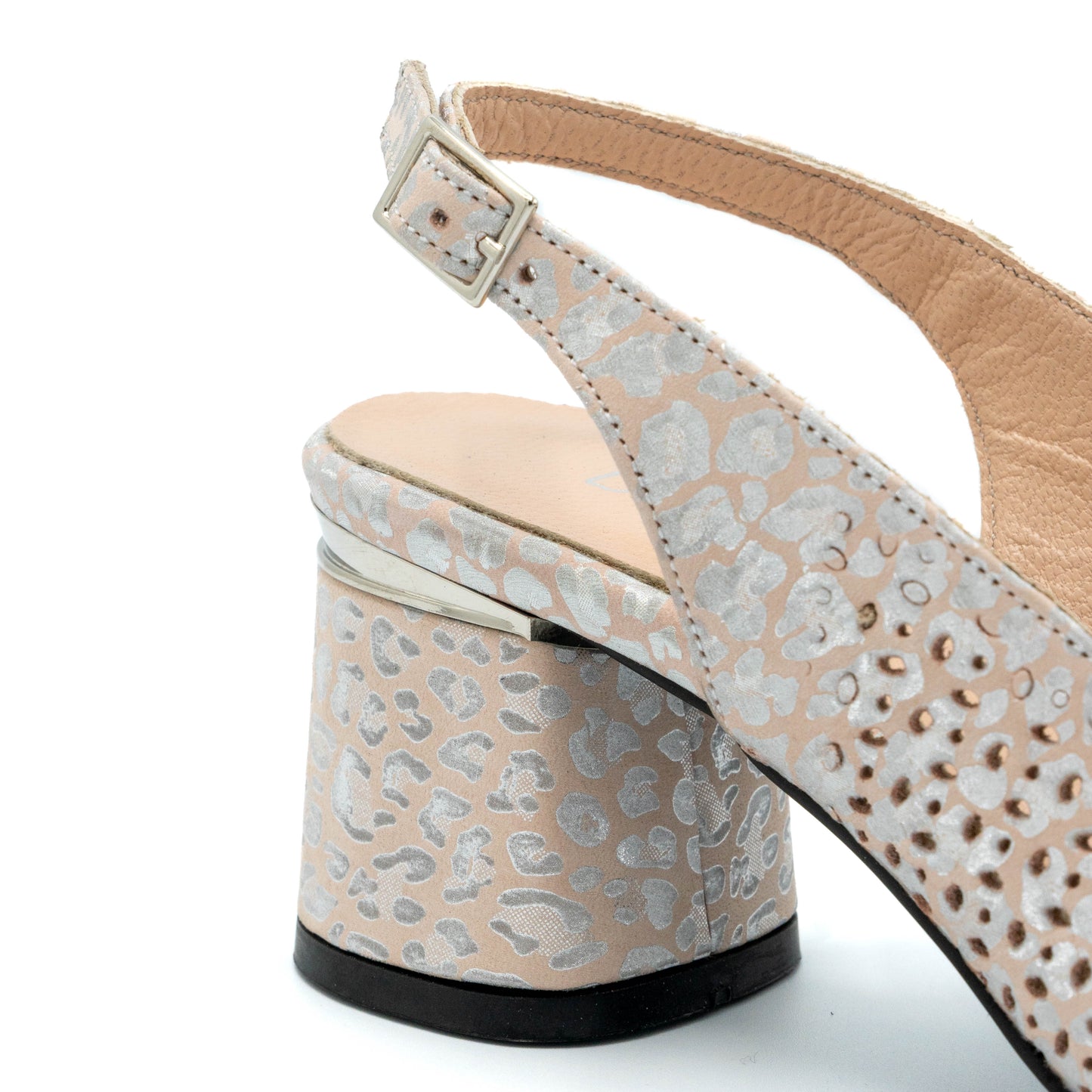 Pantofi dama cu toc din piele naturala perforata- 852