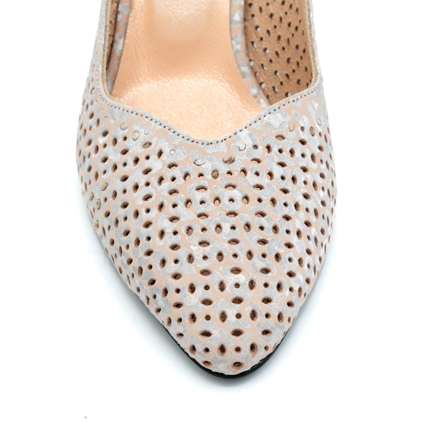 Pantofi dama cu toc din piele naturala perforata- 852