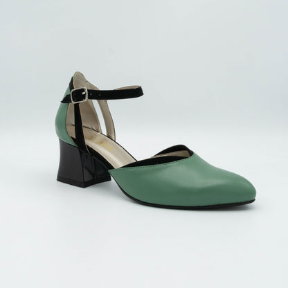 Pantofi cu toc dama din piele naturala 3275