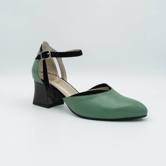 Pantofi cu toc dama din piele naturala 3275