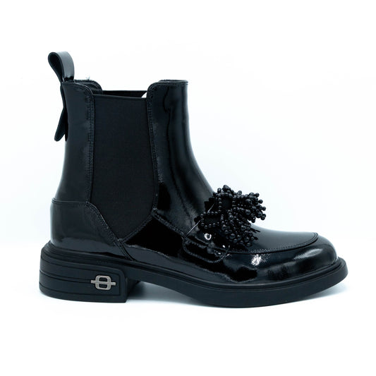 Botine dama din piele naturala lacuita- MILE-177